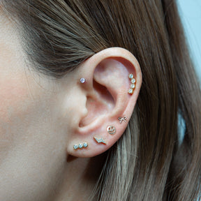 Triple Round Pavé Silver Stud Earrings