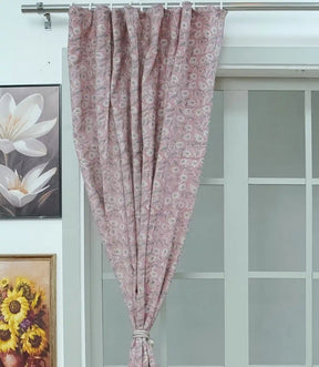 Haridwar Floral Block Print Viscose Linen Curtain