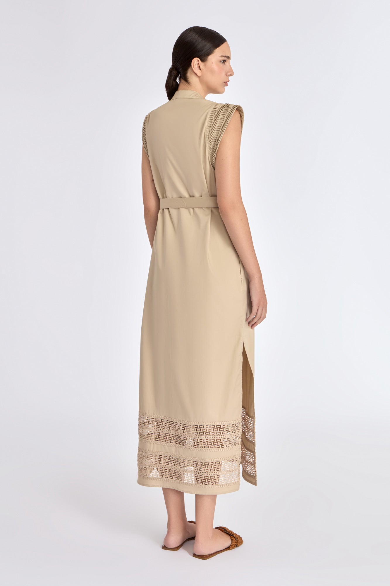 Maki Nehru Collar Dress | Ecru