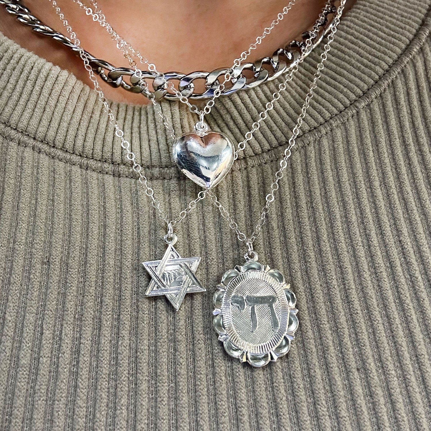 Chai Silver Charm Necklace