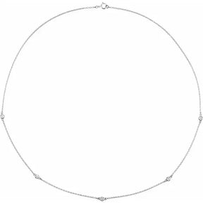 1/4 CT Natural Diamond 5-Station 18" Necklace in 14K Gold