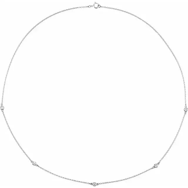1/4 CT Natural Diamond 5-Station 18" Necklace in 14K Gold