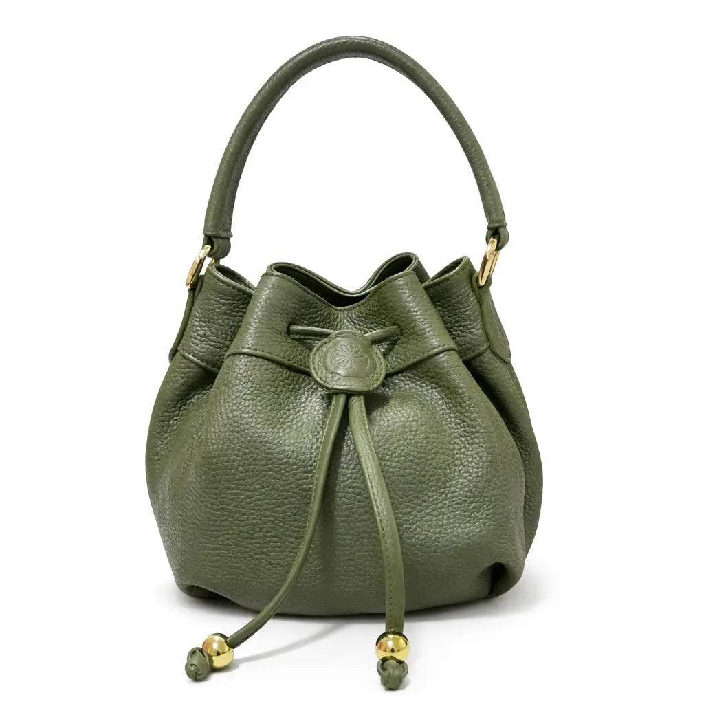 Sienne Textured Italian Leather Bucket Bag