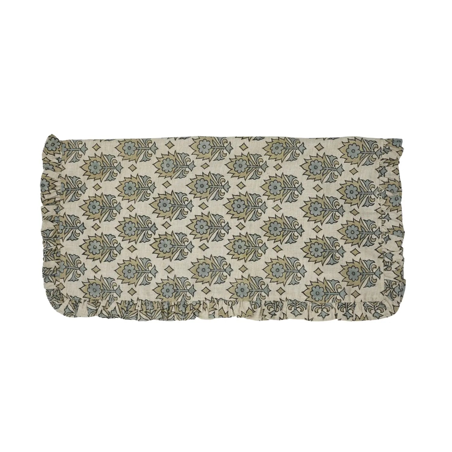 Hand Block Print Linen Blend Set Of 4 Table Frill Napkin -  Kusum