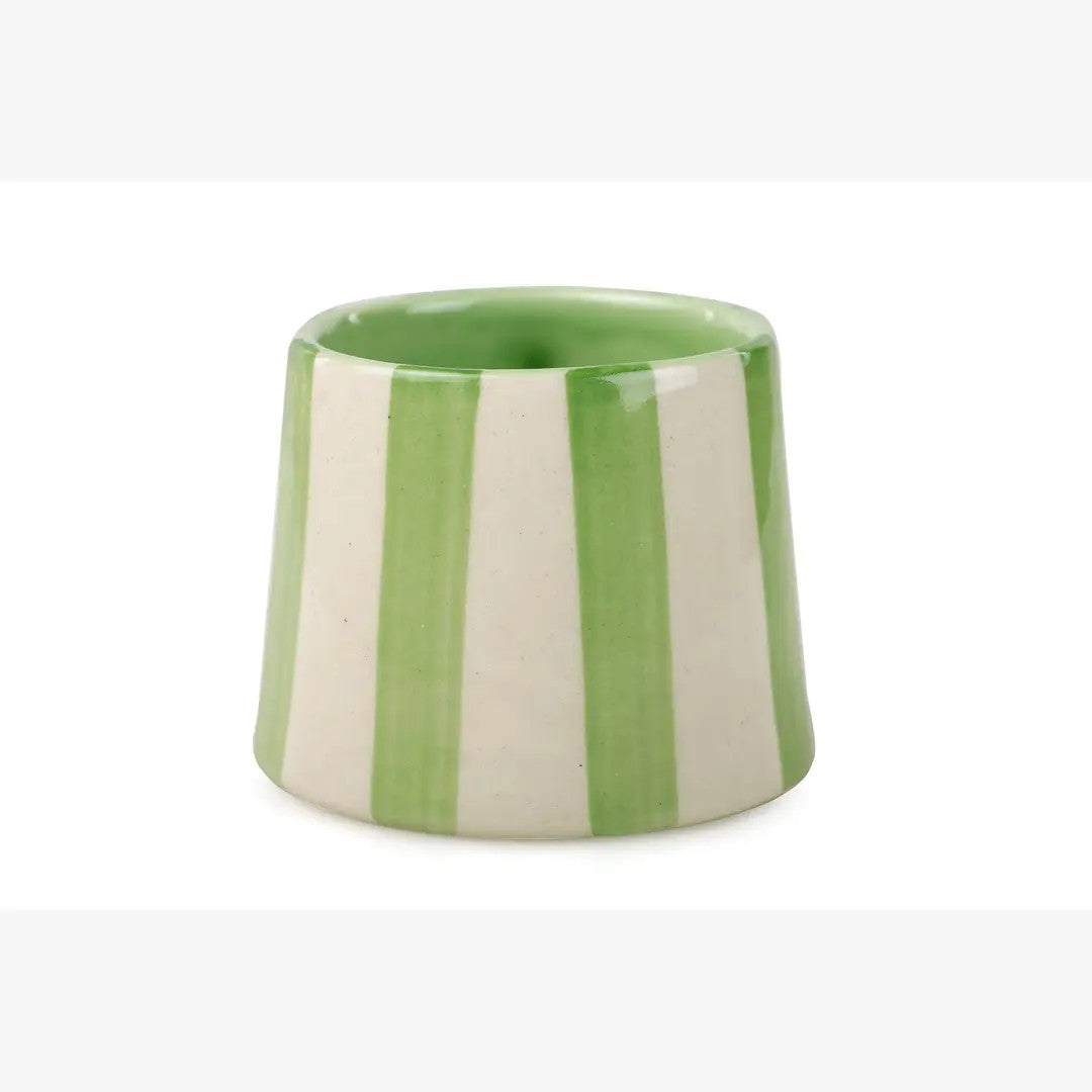 Ceramic Striped  Coffee cup , Pink , Green , Dark Blue , Aqua - 220ml (Set of 2)