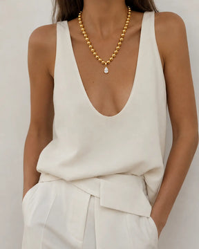 Gold Necklace with Pear Shape Charm
