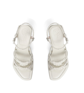 Palma Off White Knotted Wood Heel Sandals