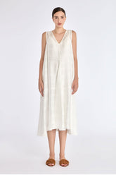 Lenox Godet Dress | Off White