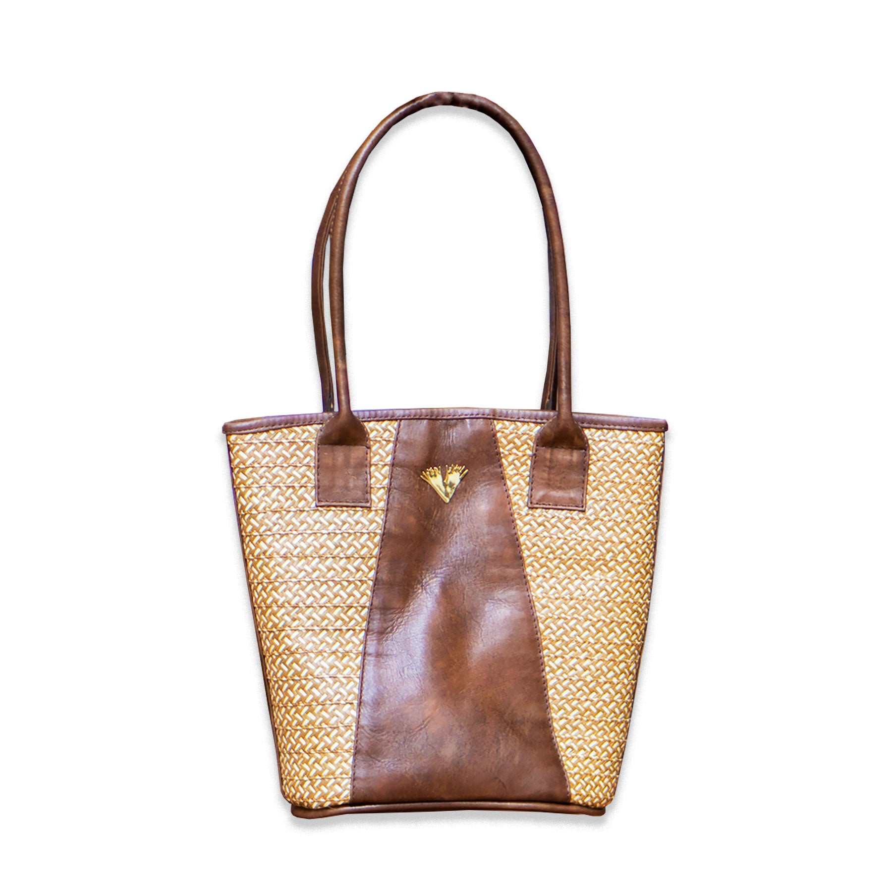 Brown Leather Tetra Tote Bag