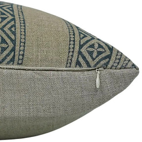 Stylish Floral Block Print Boho Thick Linen Pillow Cover- Kaju Katali