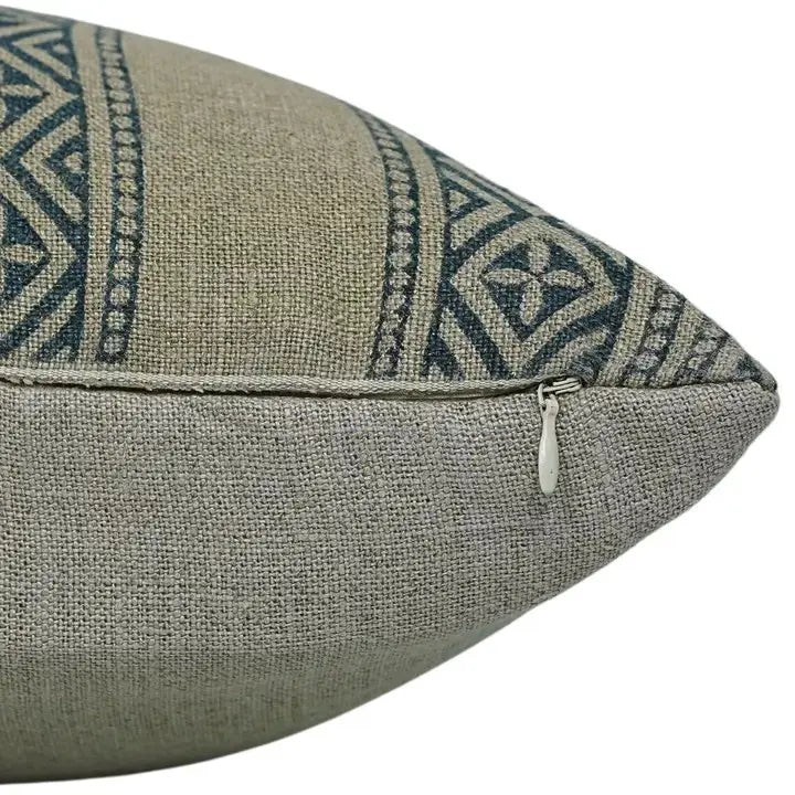 Stylish Floral Block Print Boho Thick Linen Pillow Cover- Kaju Katali