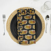 Indian Hand Block Print Linen Blend Napkins Set of 4 - Elephant