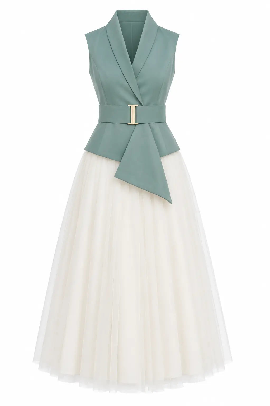 Ivory Skirt & Sea Green Waist Coat – Serene Sophistication