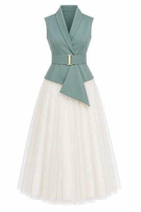 Ivory Skirt & Sea Green Waist Coat – Serene Sophistication