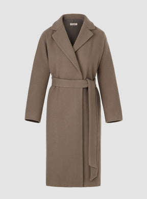 Herringbone Virgin Wool Wrap Coat