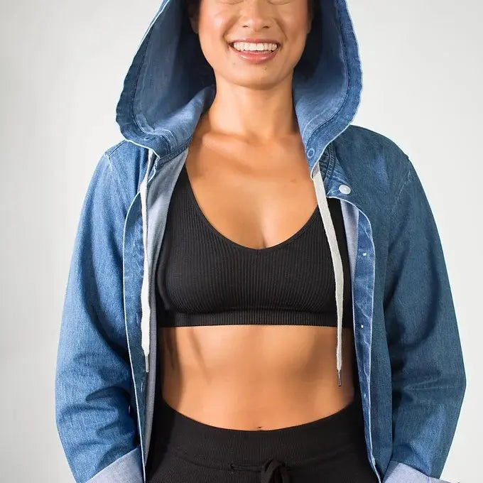 Com-pressi-on Me Denim Hoodie