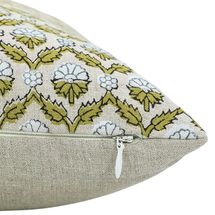 Decorative Handmade Block Print Boho Pure Linen Pillow Cover- Shehnaz