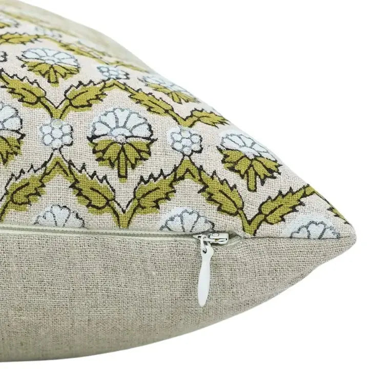 Decorative Handmade Block Print Boho Pure Linen Pillow Cover- Shehnaz