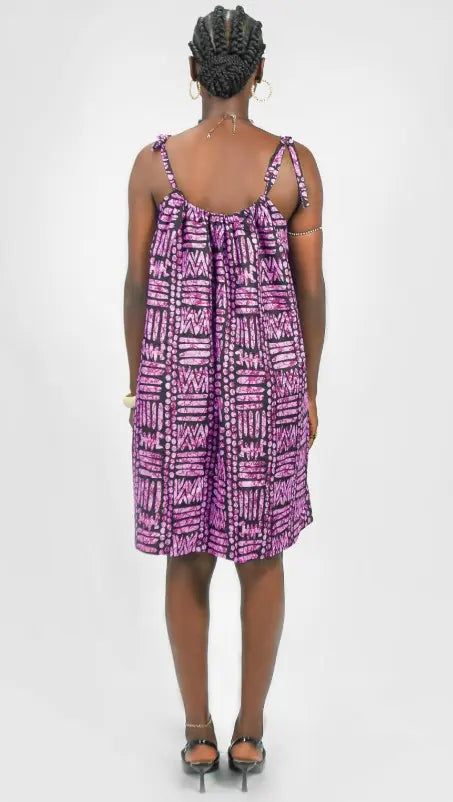 Ajah New Collection Drop2 - Gathered Spaghetti Strap Batik Mini Dress