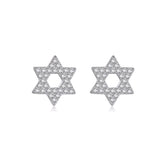 Pave Star Of David Silver Stud Earrings