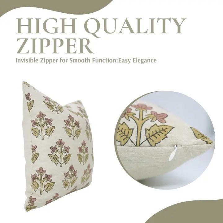 Handcrafted Block Print Linen Blend Pillow Cover - Chahat