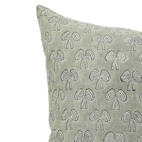 Boho Hand Block Printed Pure Linen Pillow Cover- Mushroom