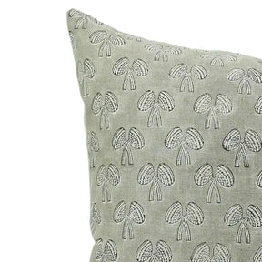 Boho Hand Block Printed Pure Linen Pillow Cover- Mushroom
