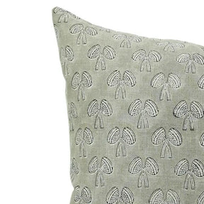 Boho Hand Block Printed Pure Linen Pillow Cover- Mushroom