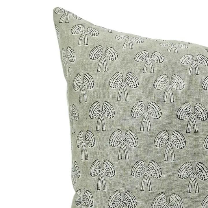 Boho Hand Block Printed Pure Linen Pillow Cover- Mushroom