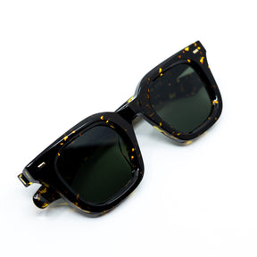 Zid Sunglasses with Tortoise Frame & Green Lens