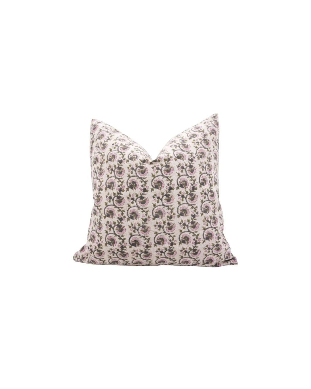 Decorative Hand-Carved Hand Block Printed Design Pure Linen Pillow Cover- Gul Naaz