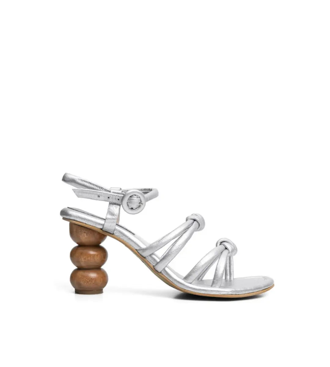Palma Silver Knotted Sculptural Sandal