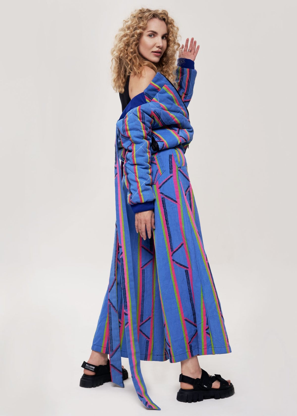 KEYS,  Denim-Style Wide-Leg Trousers