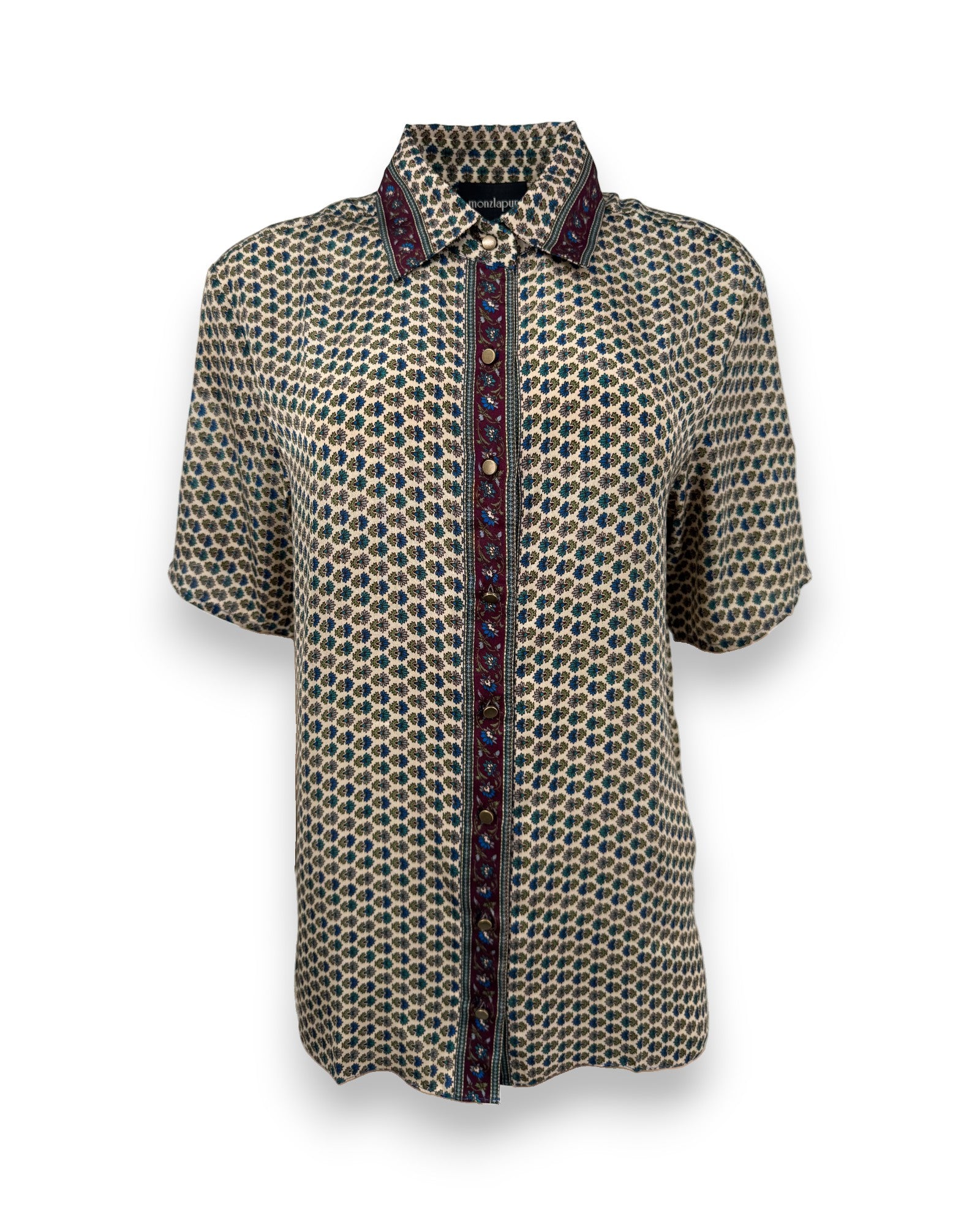 Embossed Botanic Short Sleeve Crepe Shirt