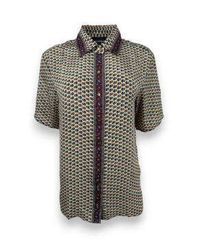 Embossed Botanic Short Sleeve Crepe Shirt