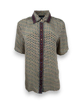 Embossed Botanic Short Sleeve Crepe Shirt - Forest Plum