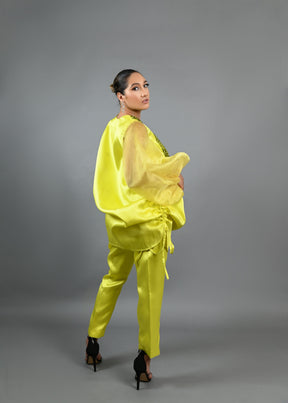 Boss Tunic Top and Pant set with sequin and bubble sleeves (Neon)