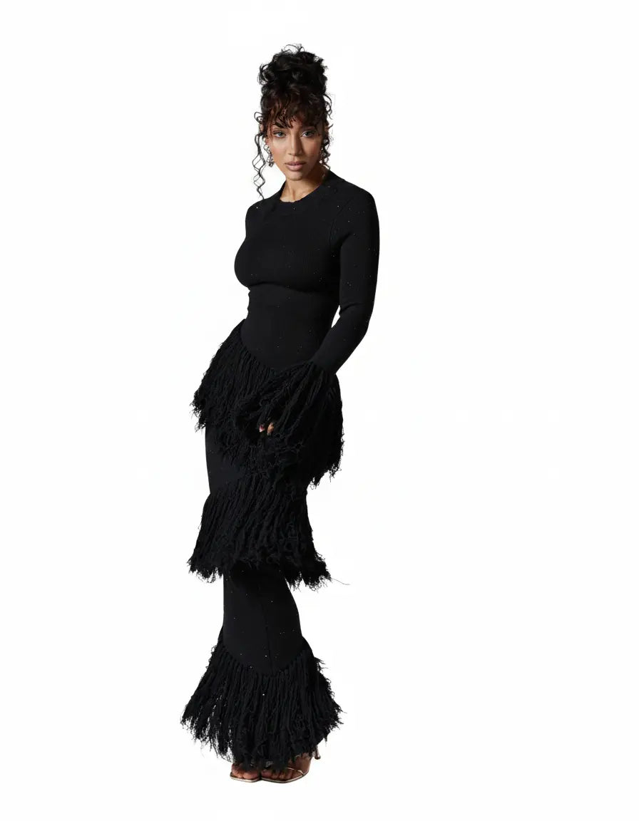 Eme Sequin Fringe Maxi Dress