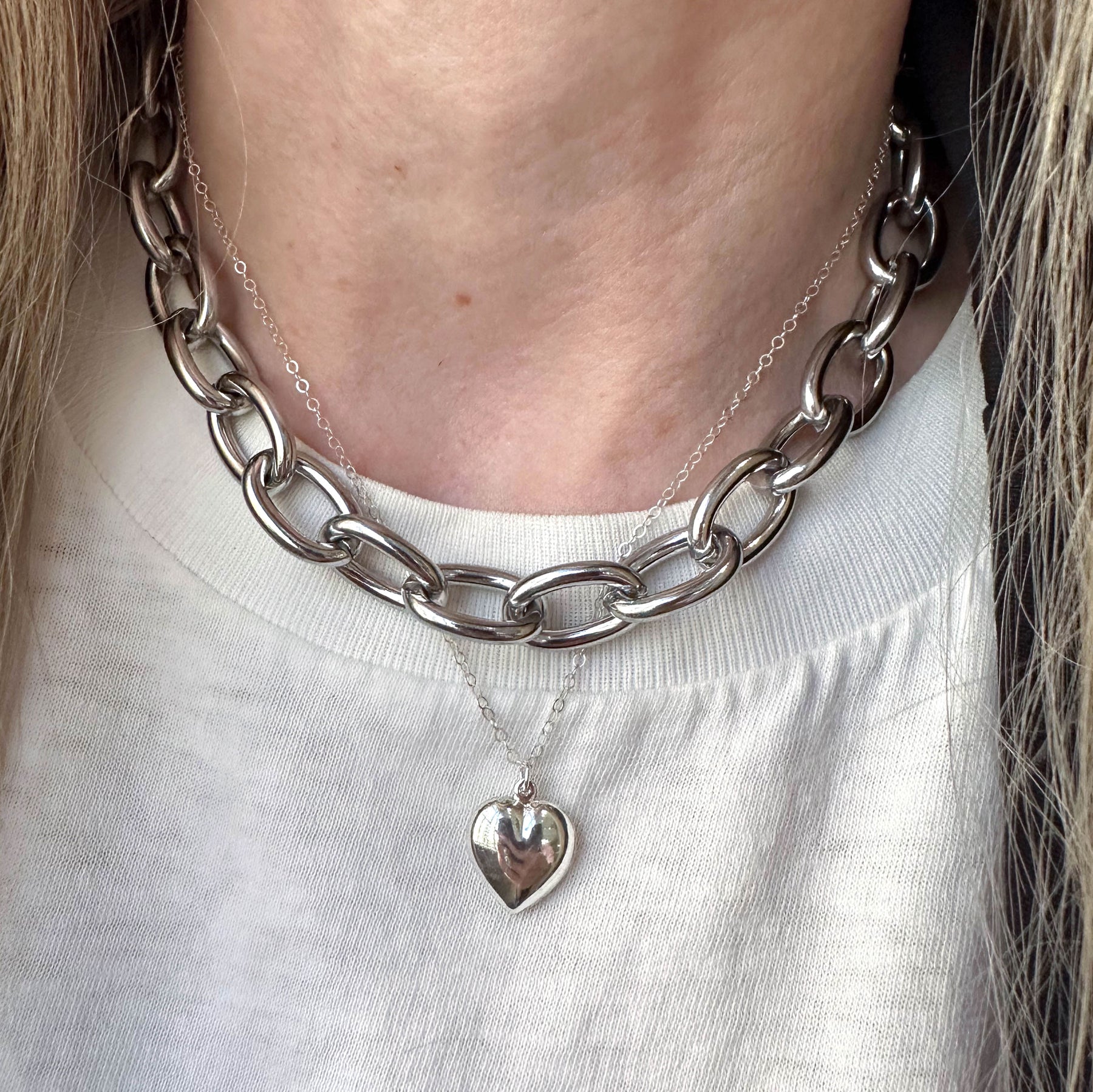 Sterling Silver Heart Charm Necklace