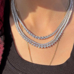 THE “LIZ” 3 PRONG GRADUATED TENNIS NECKLACE