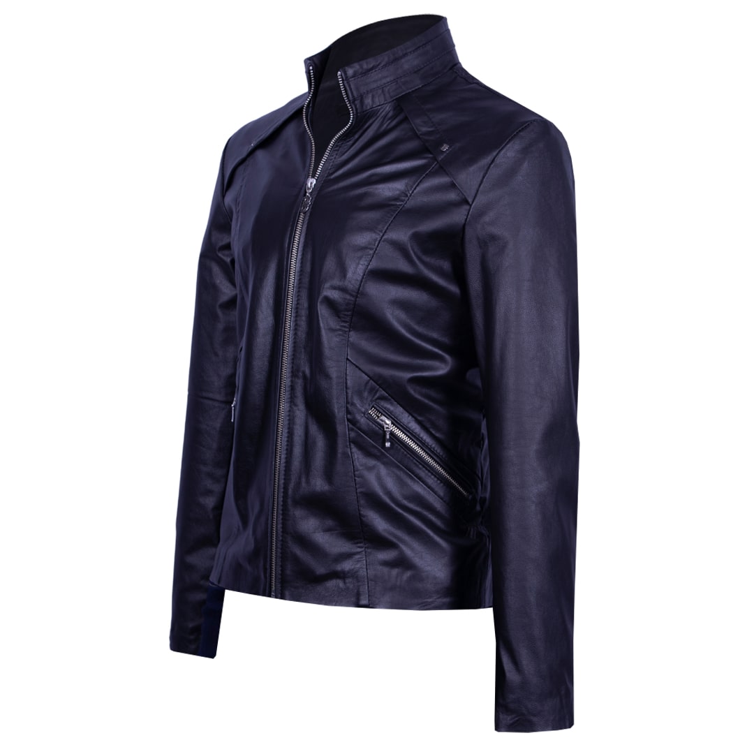 Classic Leather Jacket with Gusseted Shoulders
