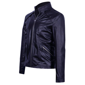 Classic Leather Jacket with Gusseted Shoulders