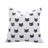 Decorative Handmade Block Print Thick Cotton White Pillow Cover - Kitty