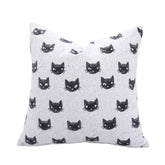 Decorative Handmade Block Print Thick Cotton White Pillow Cover - Kitty