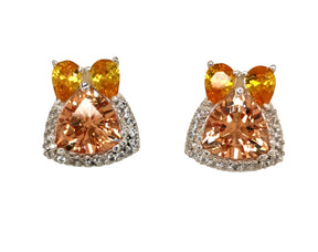 Champagne Trillion & Pear Cut Silver Earrings