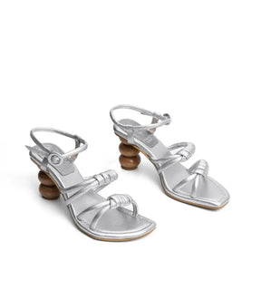 Palma Silver Knotted Sculptural Sandal