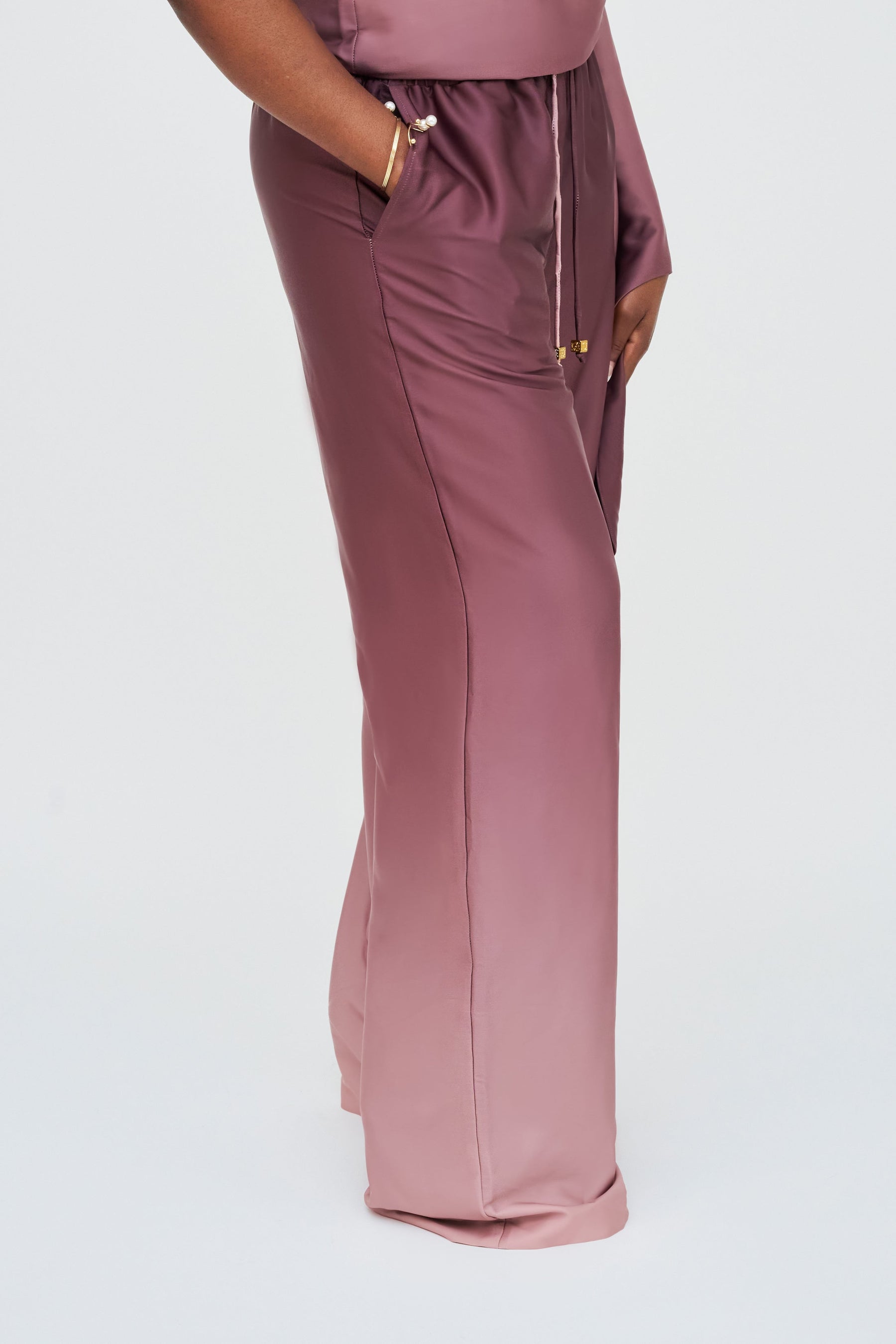 High-Waisted Wide-Leg Trousers – Rosewood Ombre