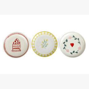 Ceramic Celebration Dessert Plate - Red, 7 Inches (Set of 2)