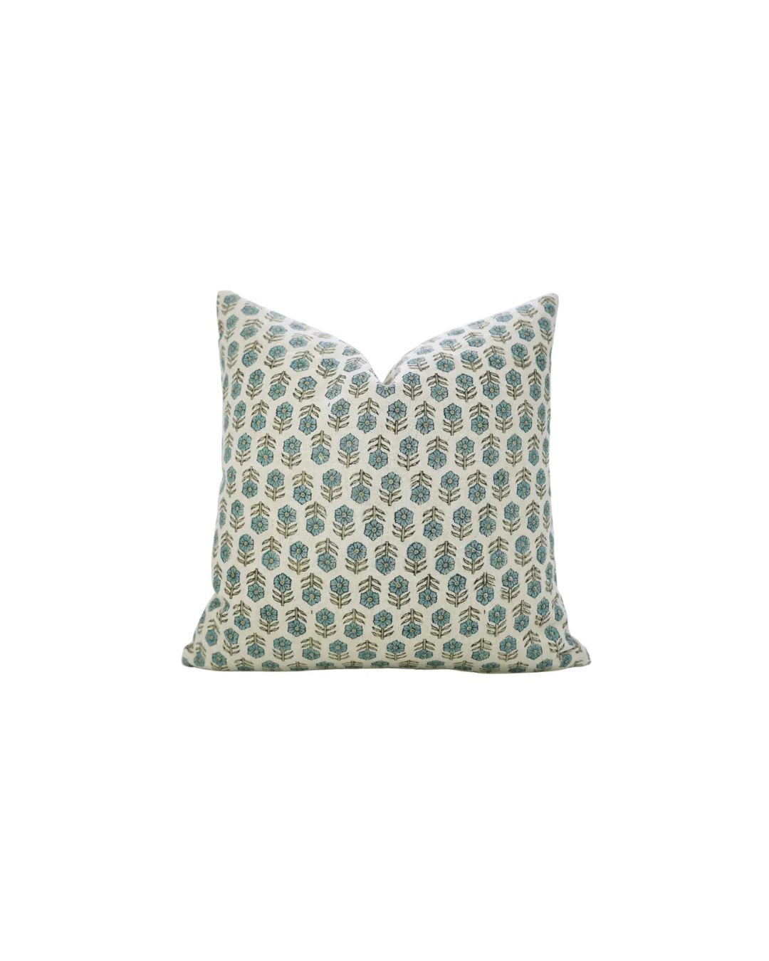 Hancrafted Hand-Craved Block Printed Design Pure Linen Pillow Cover - Tulsi Buti