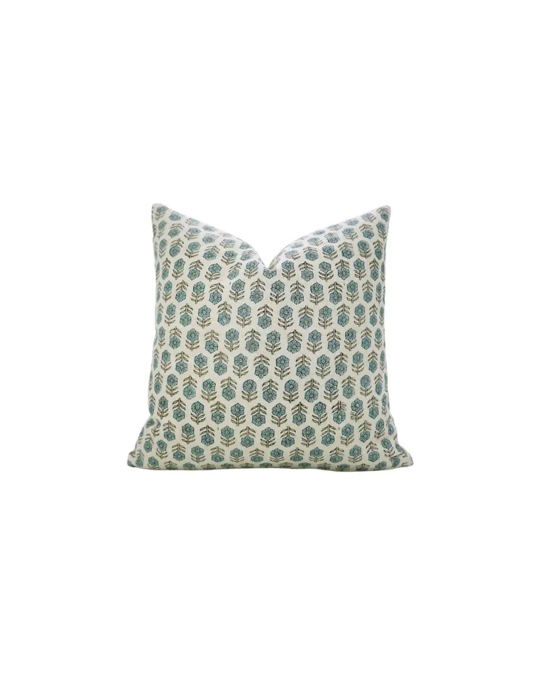 Hancrafted Hand-Craved Block Printed Design Pure Linen Pillow Cover - Tulsi Buti
